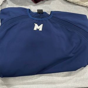 blue crewneck windbreaker